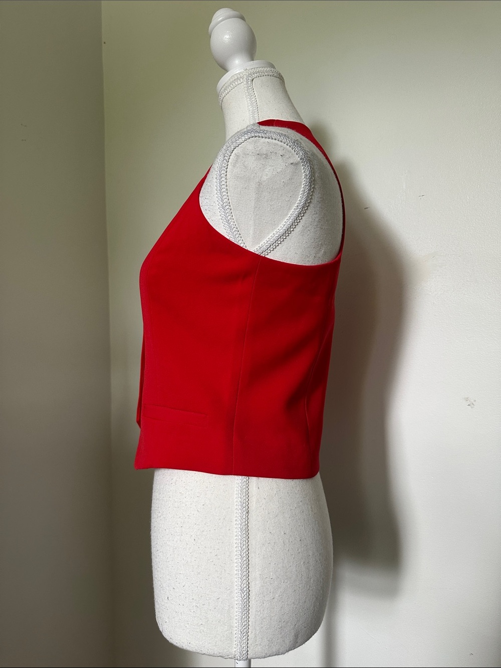 NWT RICKI’S Vibrant Red Button Up Vneck Preppy Academia Twee Skater Vest XS - Picture 2 of 6